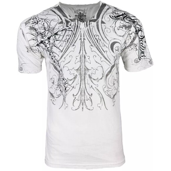 Rebel Saint by Affliction Men's T-Shirt Fracture Biker Tattoo S-5XL - Picture 2 of 8